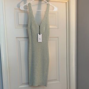 Chic Sleeveless Knit Mini Dress in Soft Green